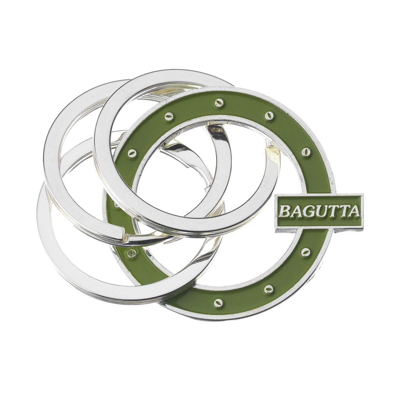 PORTACHIAVI SILVER PLATED CERCHIO VERDE CON CHIODINI